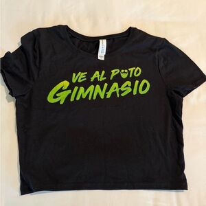 Papa Swolio crop top  in Black with Green Print